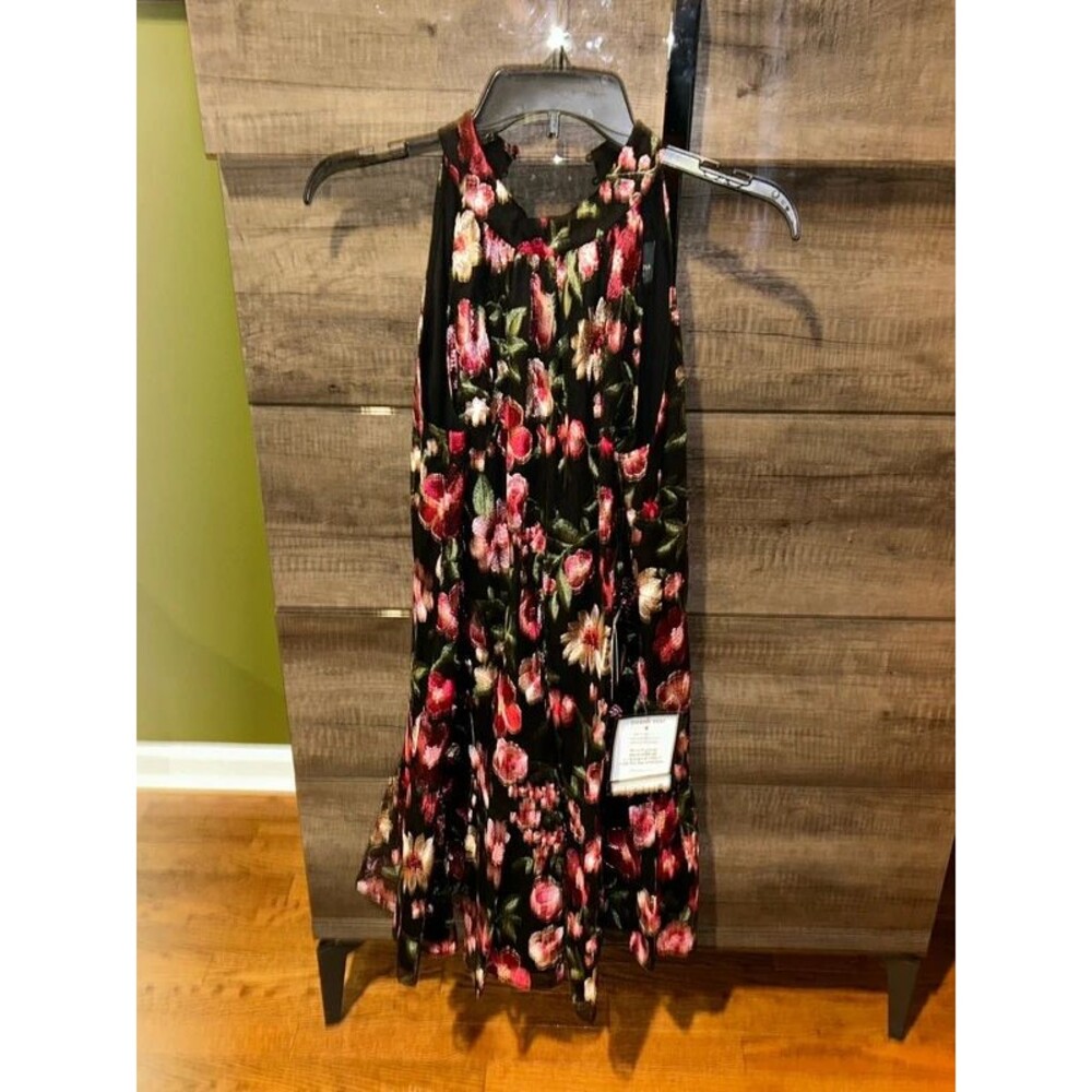 Adrianna Papell Embroidered Short Dress in pink multi (style #AP1D105963),